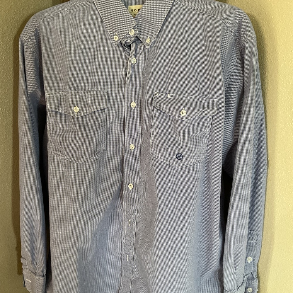 Roper Blue western Button Down Shirt Timeless Style size large